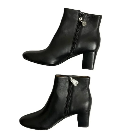 Bettye Muller New Deena Black Soft Leather Heel Ankle Booties Sz 7.5 No Box - Picture 2 of 5